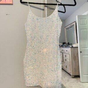 White glittery dress
